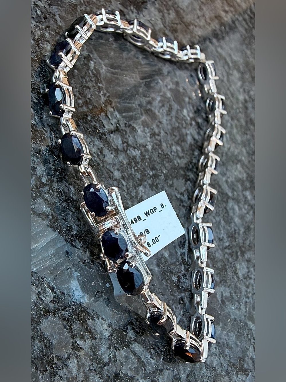 12.65 CTW Black Sapphire Sterling Silver 8” Tennis Bracelet - Picture 5 of 16